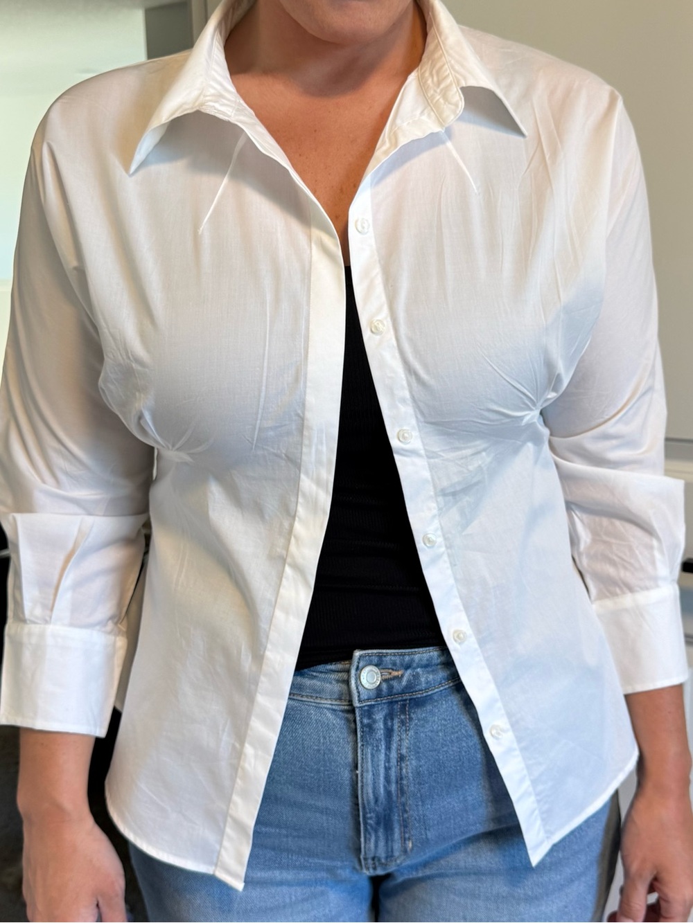 Cache White Button-Front Tailored Women's Shirt - Picture 3 of 7